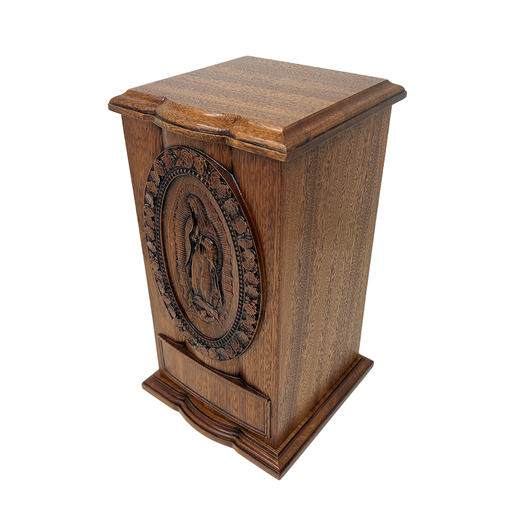 Our Lady of Guadalupe Upright Urn including shipping to Canada and inscription