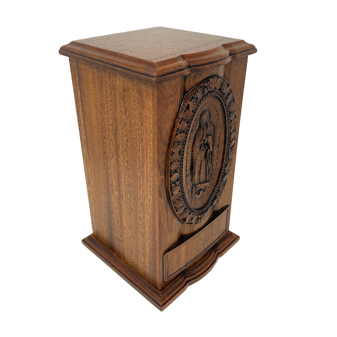 Our Lady of Guadalupe Upright Urn including shipping to Canada and inscription