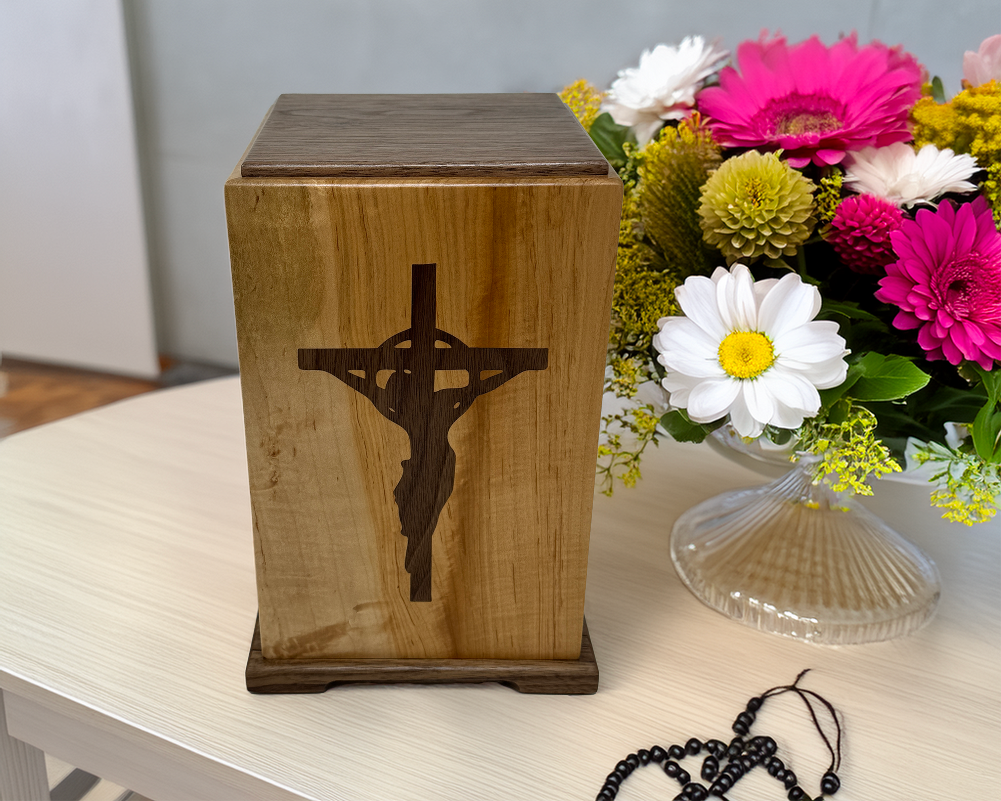 Inlaid Crucifix Urn