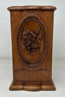 Hummingbirds and Flowers Urn for Human Ashes Carved in Cherry Hardwood Adult Size Front Side