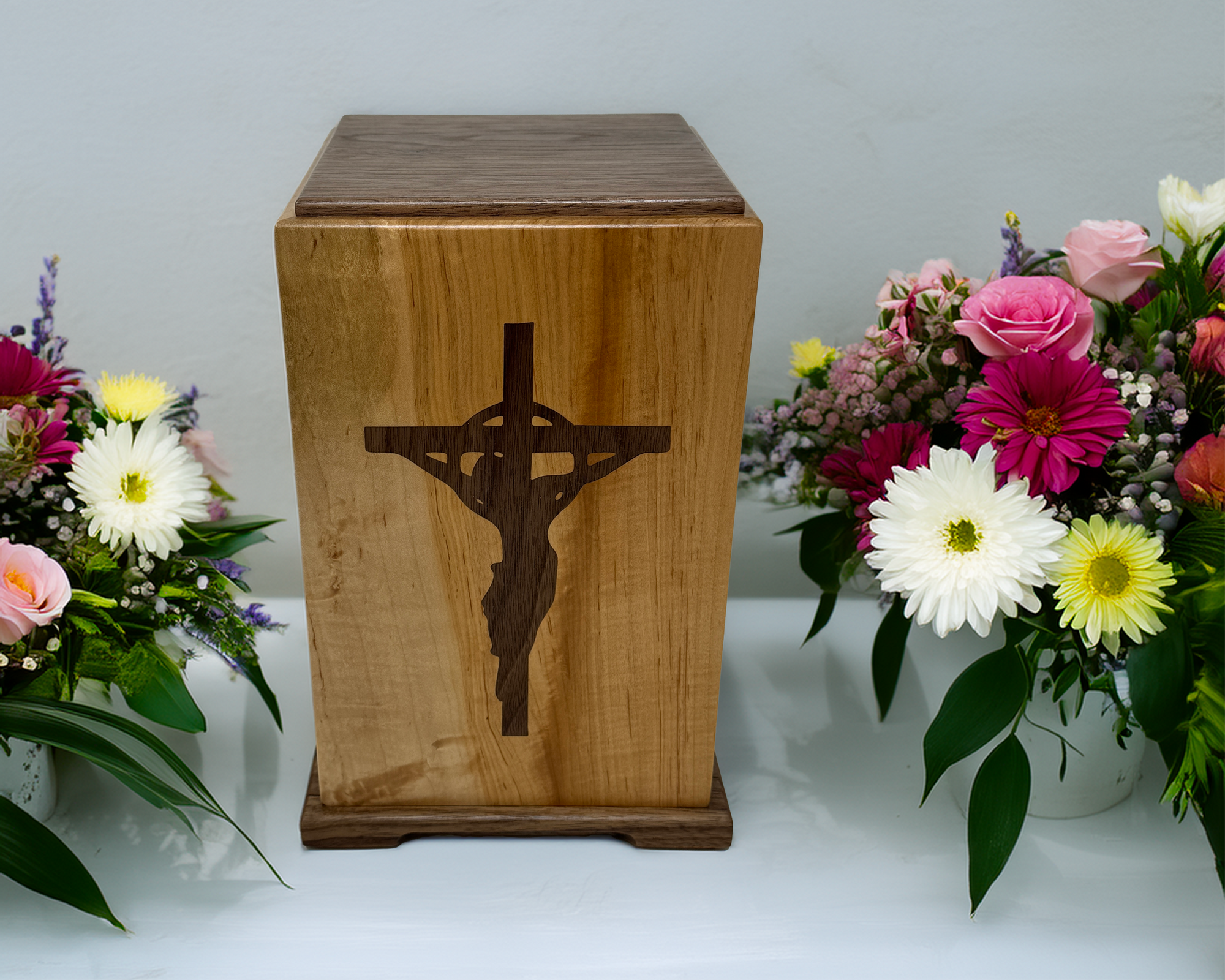 Inlaid Crucifix Urn