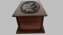Load image into Gallery viewer, Handmade Carved Memorial Cremation Urn with Elk Mountain Scene Carving
