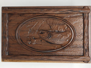 Carved Walnut Urn For The Fisherman